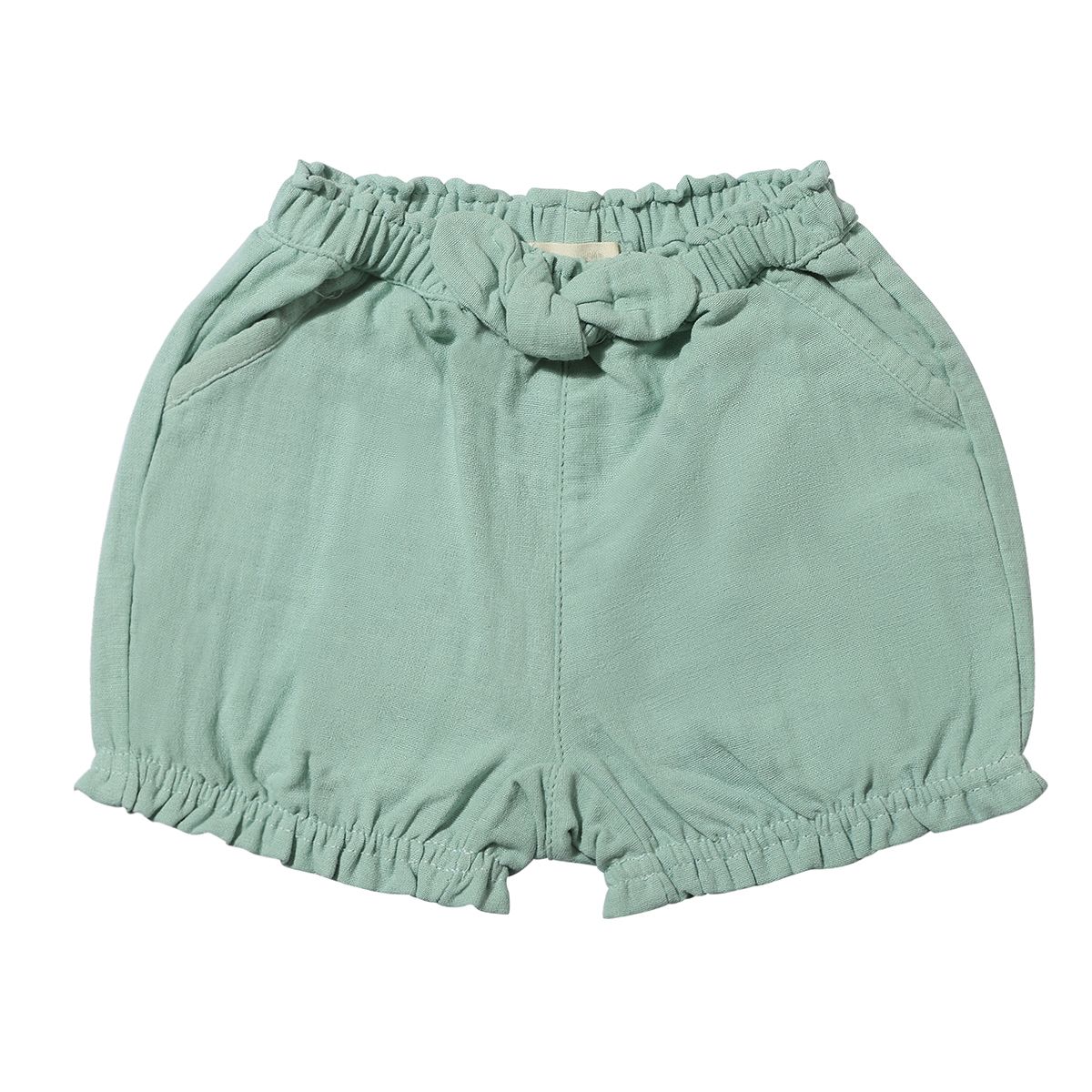 vignette, sage green bubble shorts for baby girl
