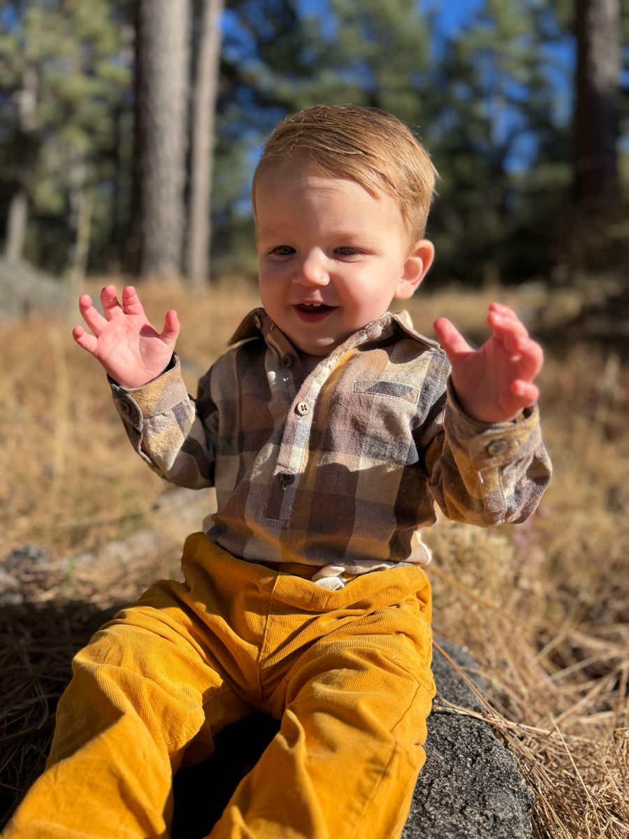 Me & Henry Jasper Woven Onesie - Brown Madras