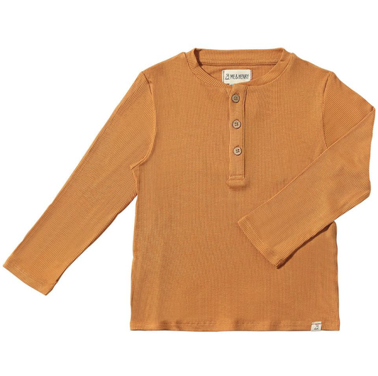 Me & Henry burnt orange ribbed long sleeve henley