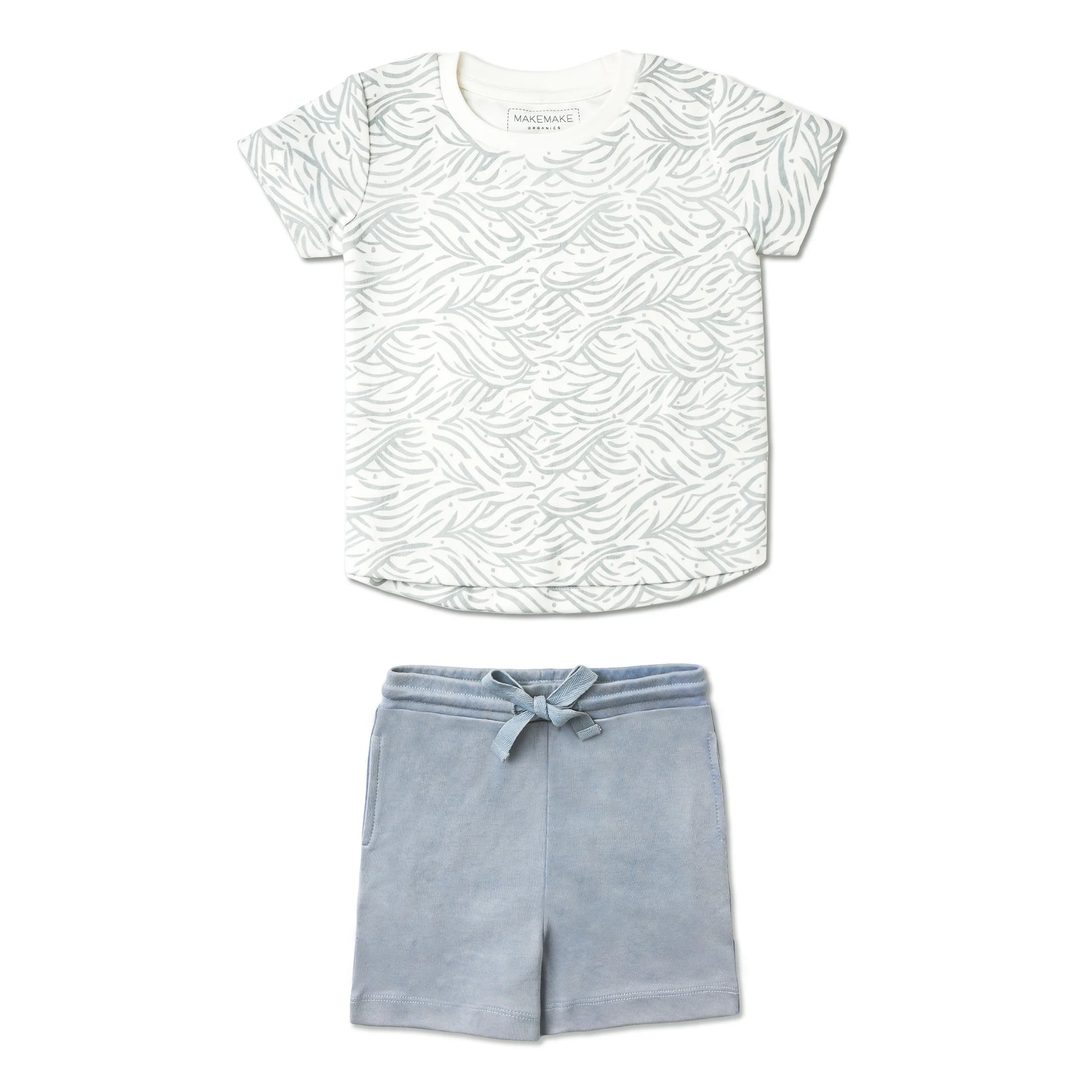 makemake, waves, blue, t-shirt, shorts, sets
