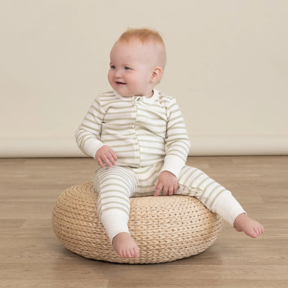 makemake, sage, striped, zipper, pajamas