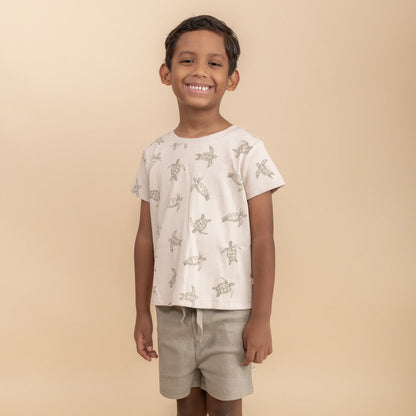 makemake, turtle, tee shirt, shorts, sage, cotton