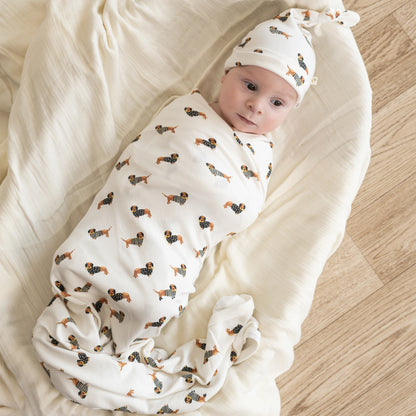 Makemake Organics Organic Swaddle Blanket & Hat Set – Dog 40"X40"