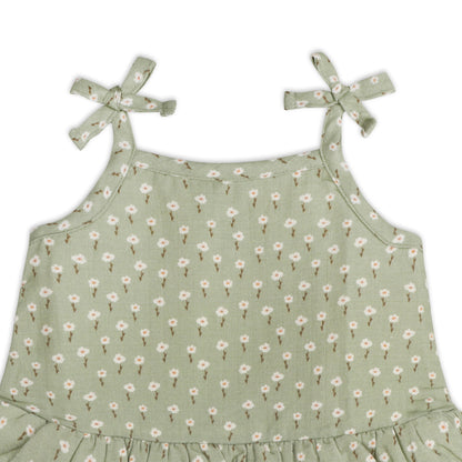 Viverano Organics Sage Floral Shoulder Tie Baby Top & Shorts (Organic Muslin) – Sage