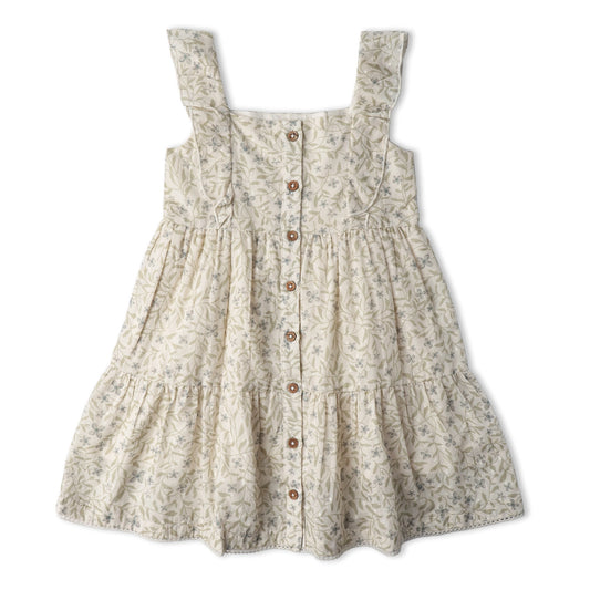 maxi organic cotton dress children organic cotton dress Girls Green floral cotton dress