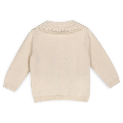 Viverano Organics Sweet Floral & Pointelle Knit Baby Cardigan (Organic Cotton) – Sweet Cream
