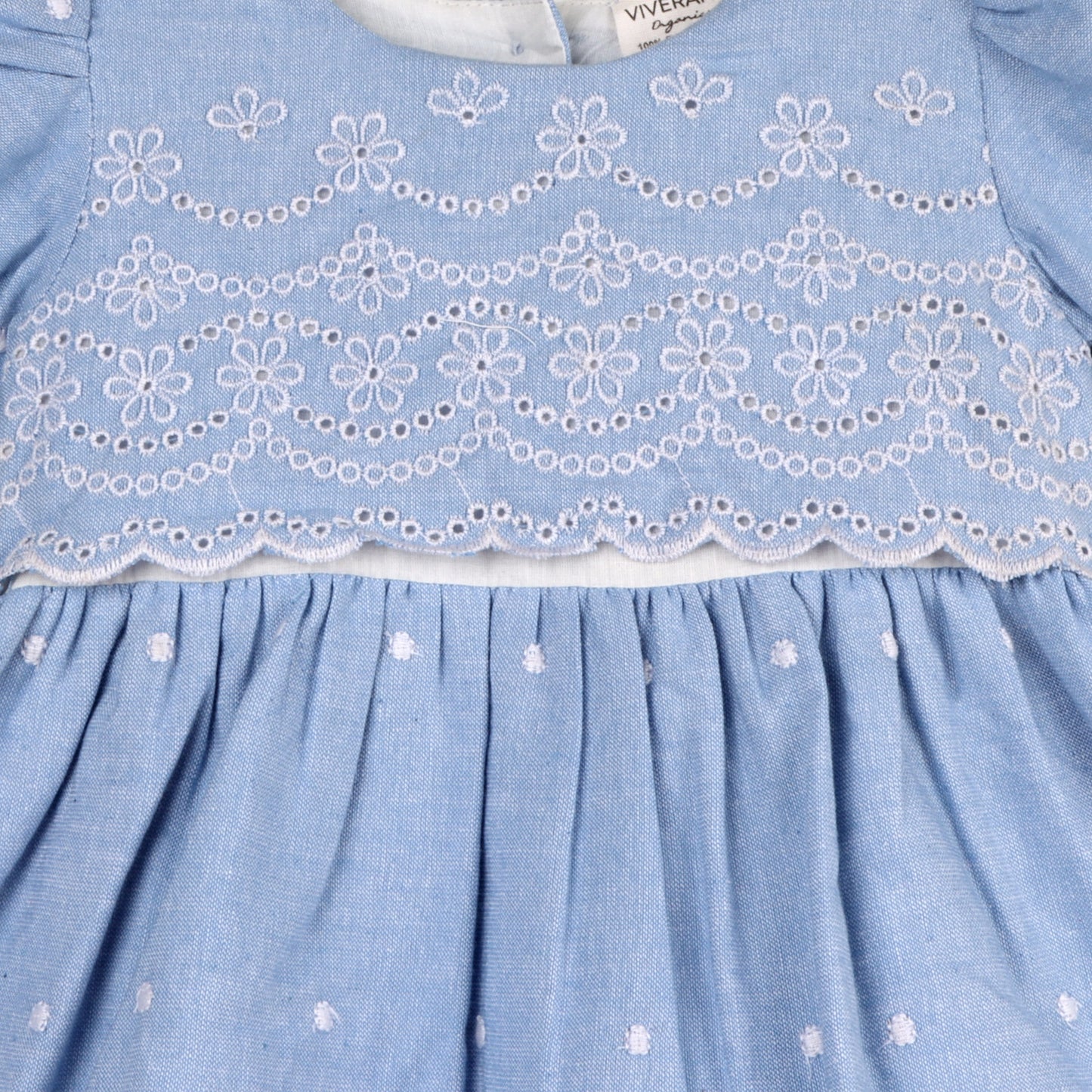 Viverano Organics Isla Chambray Baby Dress + Bloomer (Organic Cotton) – Ocean Blue