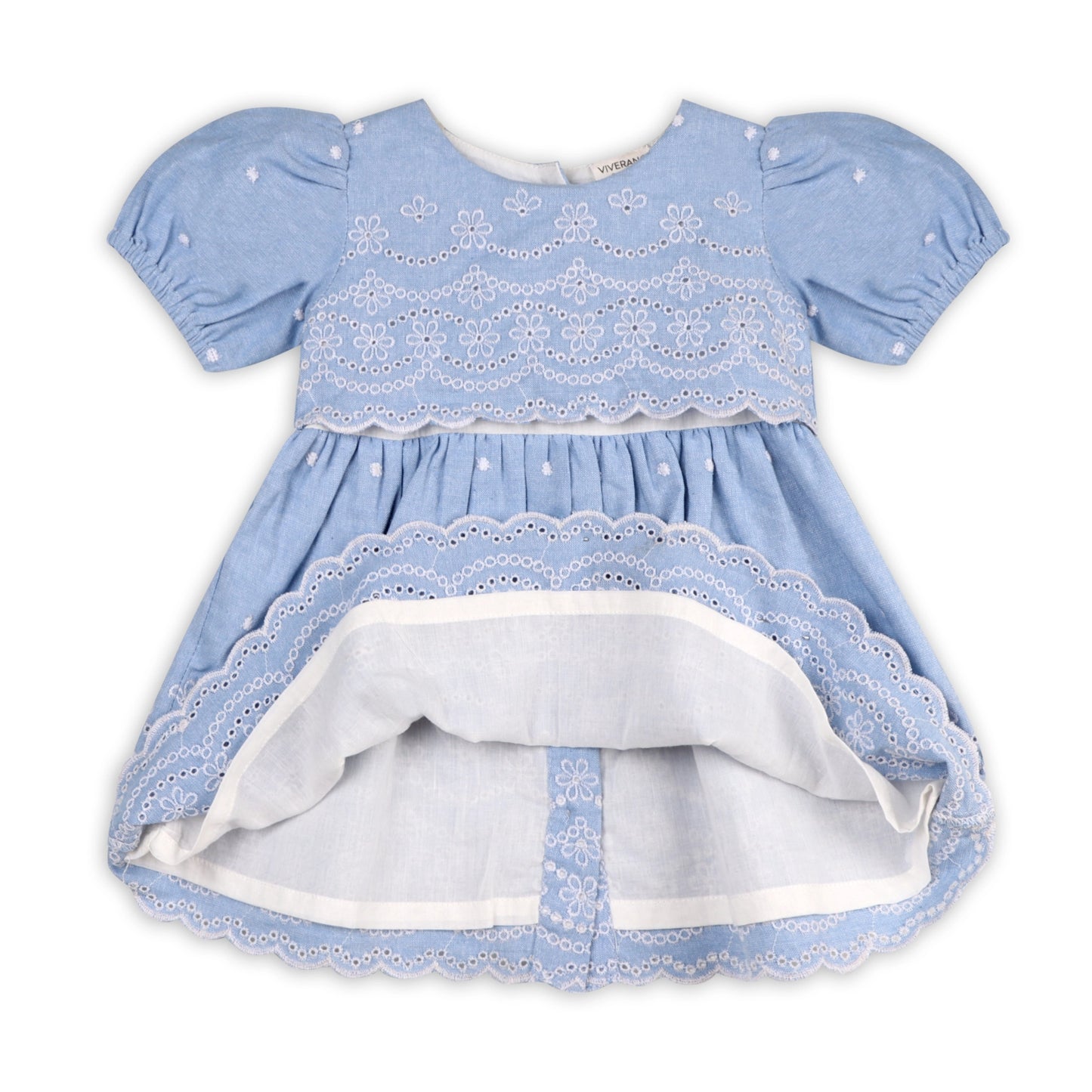 Viverano Organics Isla Chambray Baby Dress + Bloomer (Organic Cotton) – Ocean Blue