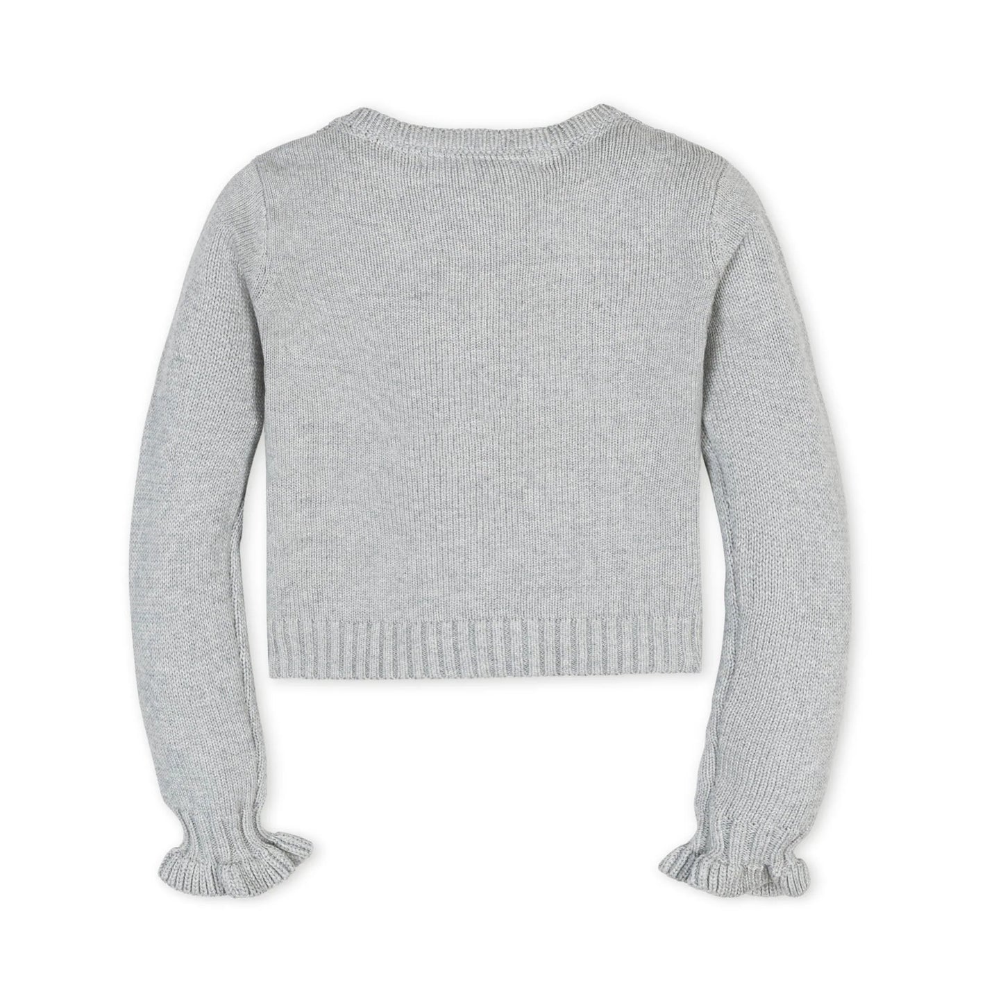 Hope & Henry Organic Ruffle Cuff Cable Cardigan - Gray Heather