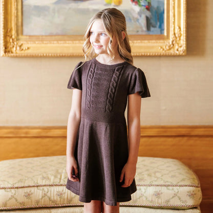 Hope & Henry Organic Flutter Sleeve Sweater Dress - Chocolate Heather