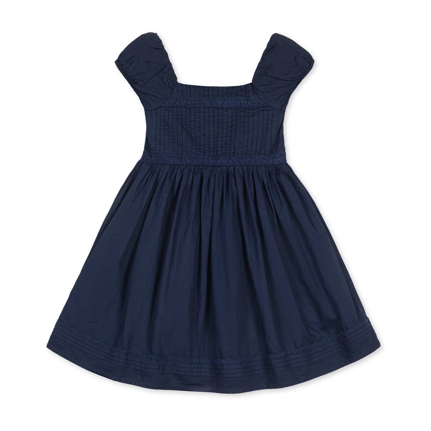 Hope & Henry Organic Puff Sleeve Pintuck Dress - Navy