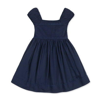 Hope & Henry Organic Puff Sleeve Pintuck Dress - Navy