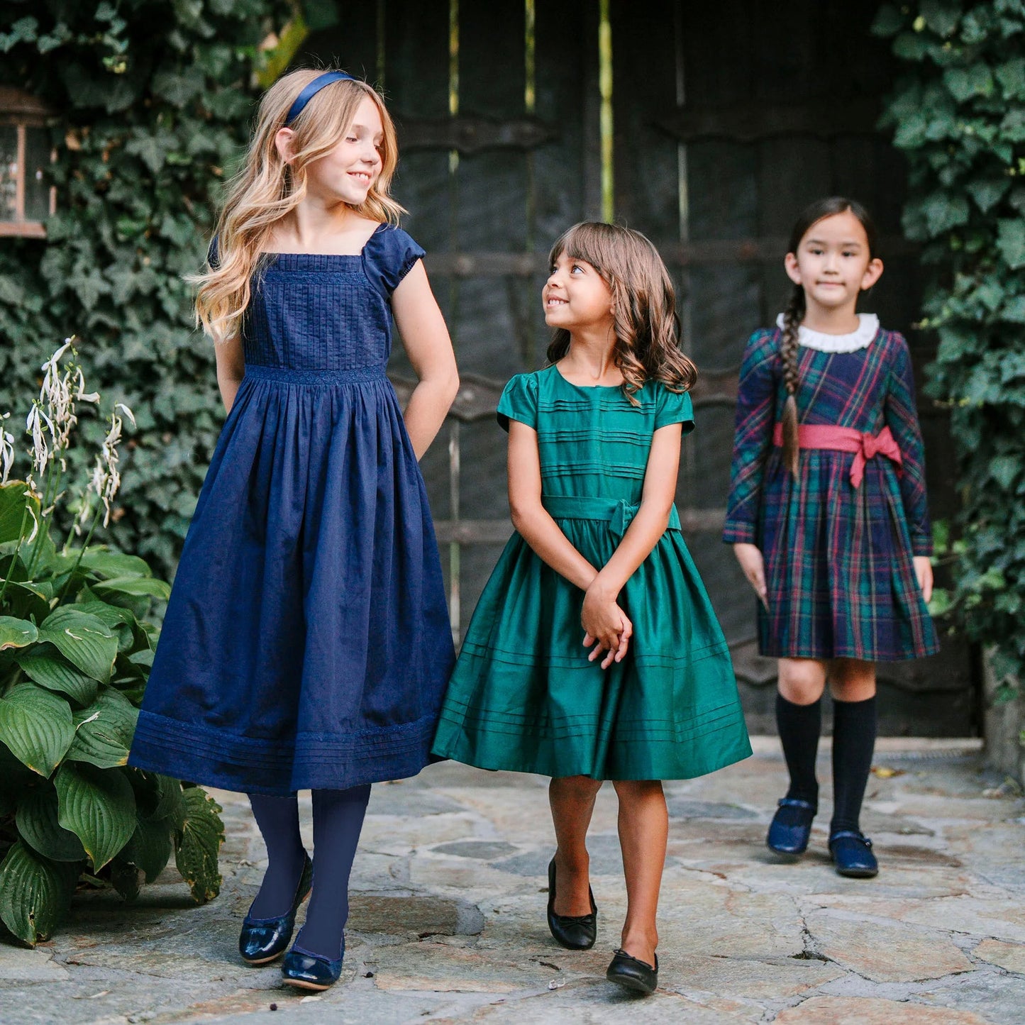 Hope & Henry Organic Puff Sleeve Pintuck Dress - Navy