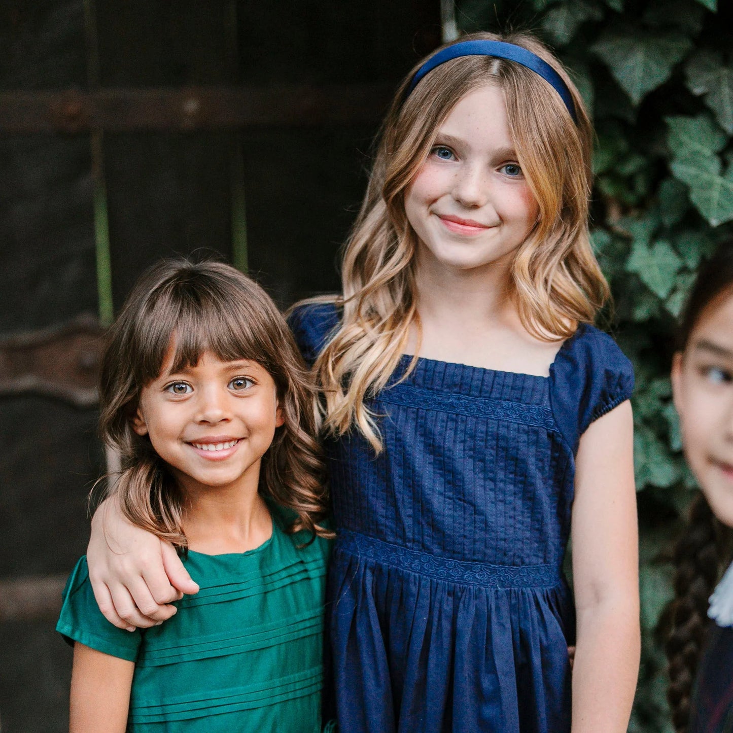 Hope & Henry Organic Puff Sleeve Pintuck Dress - Navy