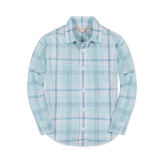 hope and henry, easter, blue plaid, spring, long sleeve, button up, shirt
