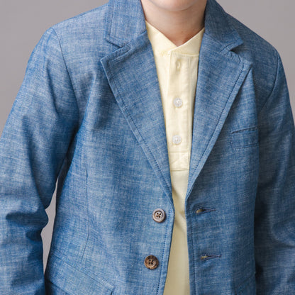 Hope & Henry Organic Chambray Suit Jacket - Blue