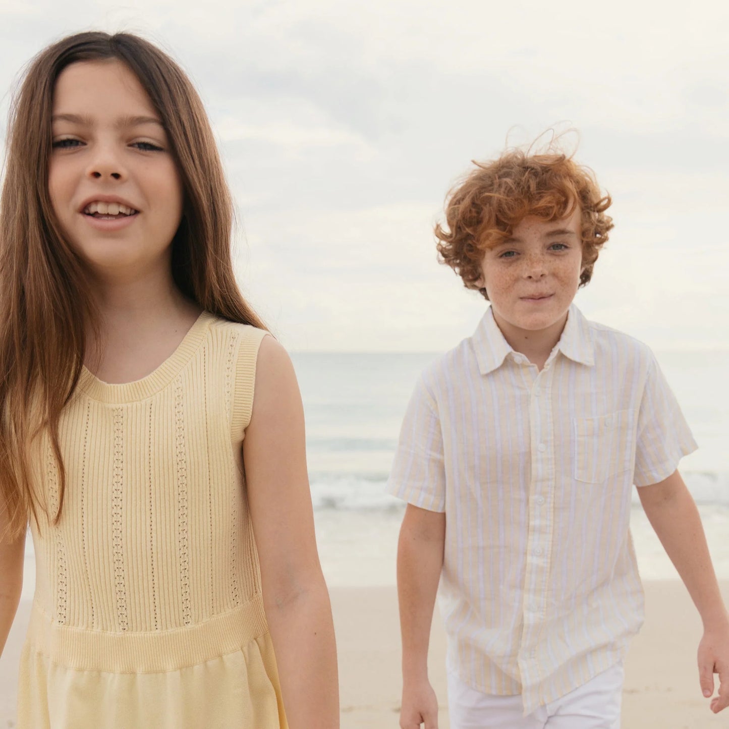 Hope & Henry Organic Flounce Hem Sweater Dress - Yellow