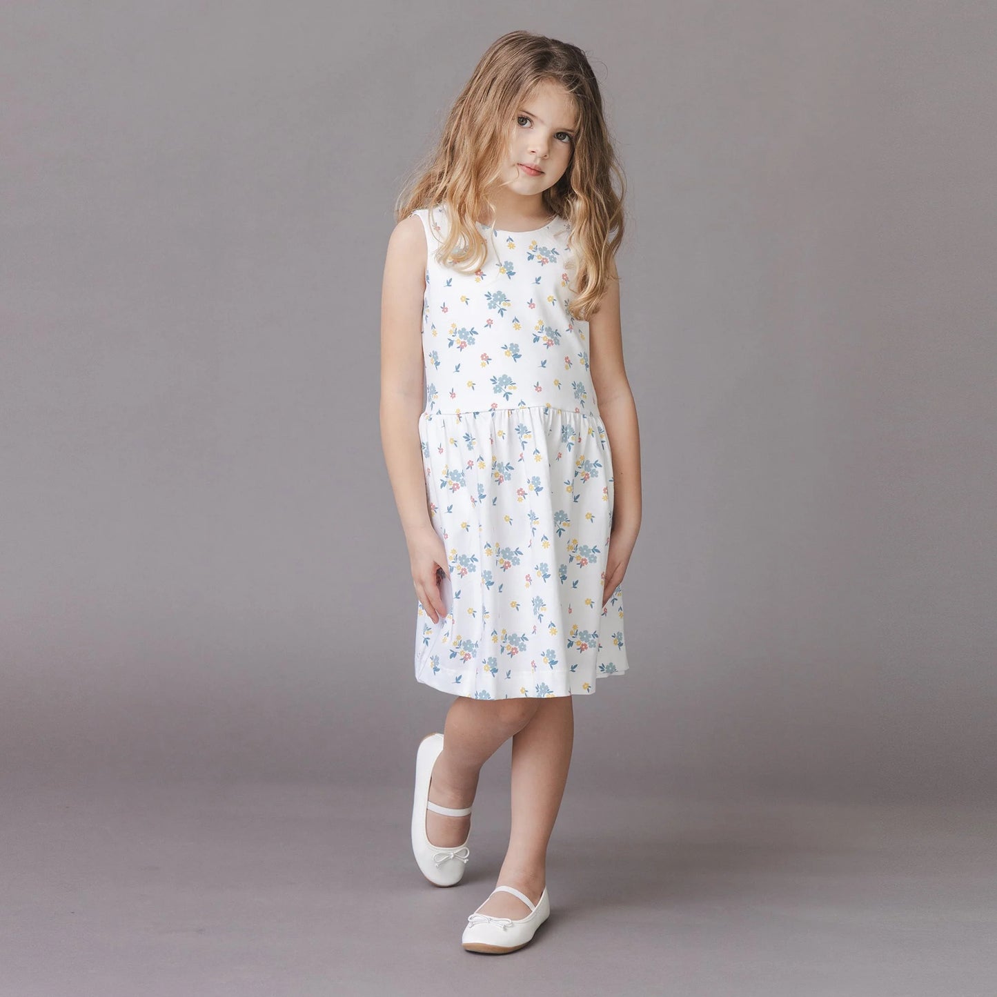 Hope & Henry Organic Knit Tank Dress - White Floral