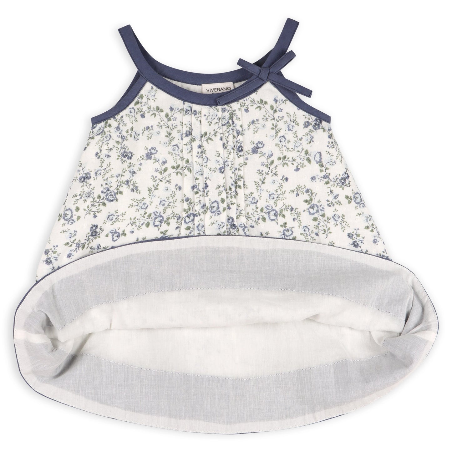 Viverano Organics Lyla Floral Muslin Baby Dress & Bloomer (Organic Cotton) – Navy Ditsy Floral