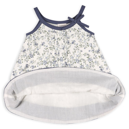 Viverano Organics Lyla Floral Muslin Baby Dress & Bloomer (Organic Cotton) – Navy Ditsy Floral