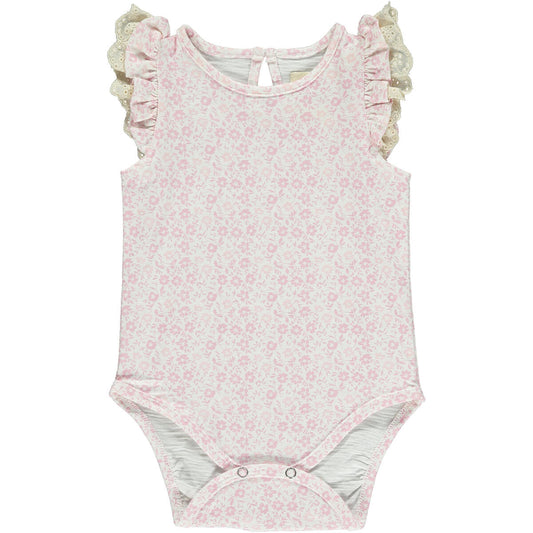 Vignette, Amber, pink, onesie, short sleeve, ruffles, baby, girl, toddler