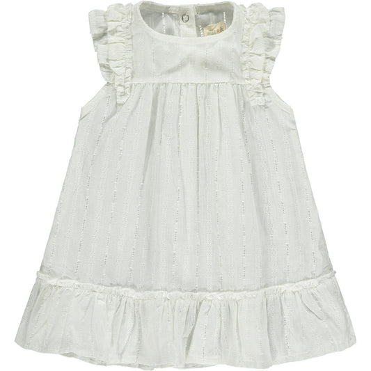 ettie and h, aswen, white dress, little girl, baby girl, sleeveless, dress, ruffles, lightweight, neutral, spring, summer