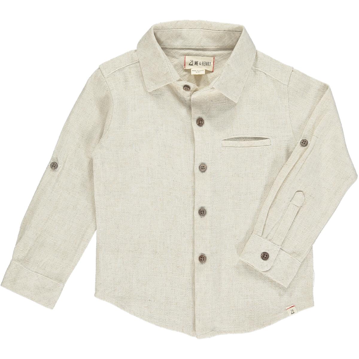 Me and Henry, cream, woven long sleeve, button up , collared shirt