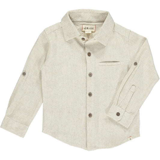 Me and Henry, cream, woven long sleeve, button up , collared shirt