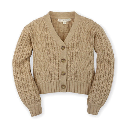 camel, knit cardigan, toddler, Hope and Henry, little girl, winter sweater, fall weather, baby, winter