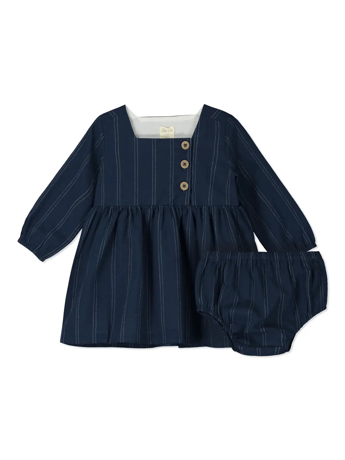 ettie and hh clown dress navy long sleeve dress navy pinstripe 