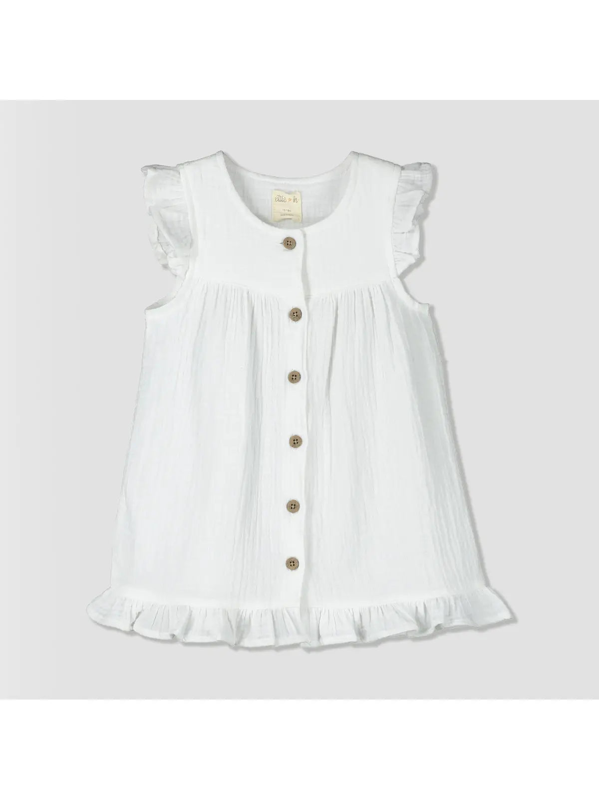 ettie and h Elyse dress in white flutter sleeve ruffles summer dress 