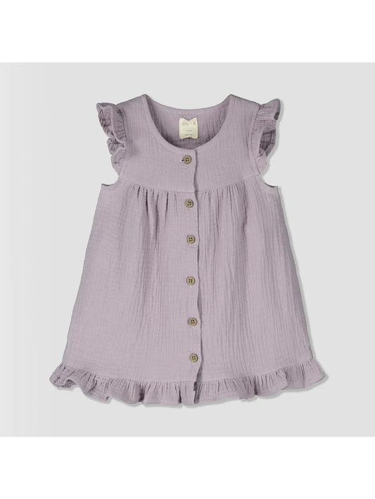 ettie and h Elyse dress in lavender flutter sleeve ruffles summer dress