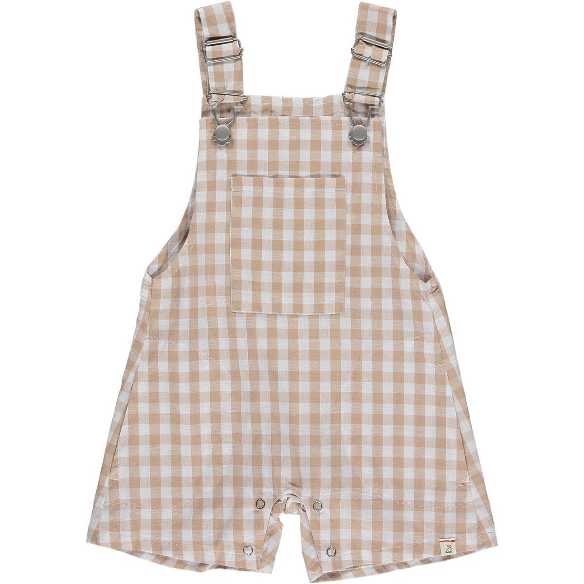 Me & Henry, Galleon Overalls, Beige, Plaid, shorts, overalls, shorts, tan and white, neutral