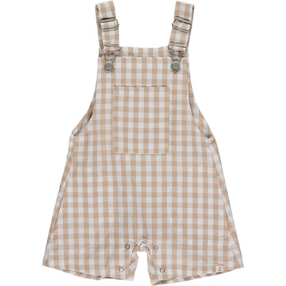 Me & Henry, Galleon Overalls, Beige, Plaid, shorts, overalls, shorts, tan and white, neutral