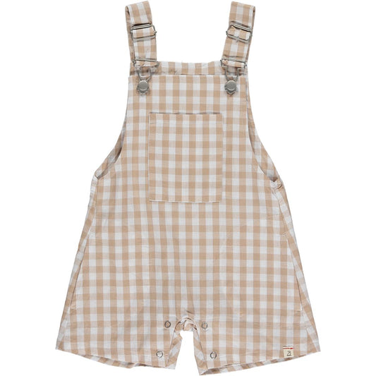 Me & Henry, Galleon Overalls, Beige, Plaid, shorts, overalls, shorts, tan and white, neutral