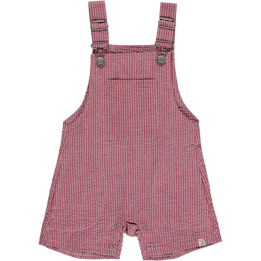 me and Henry galleon coral red seersucker woven overall shorts, shorts, one piece, overalls, little boy, toddler, baby, seersucker, lightweight, summer, spring