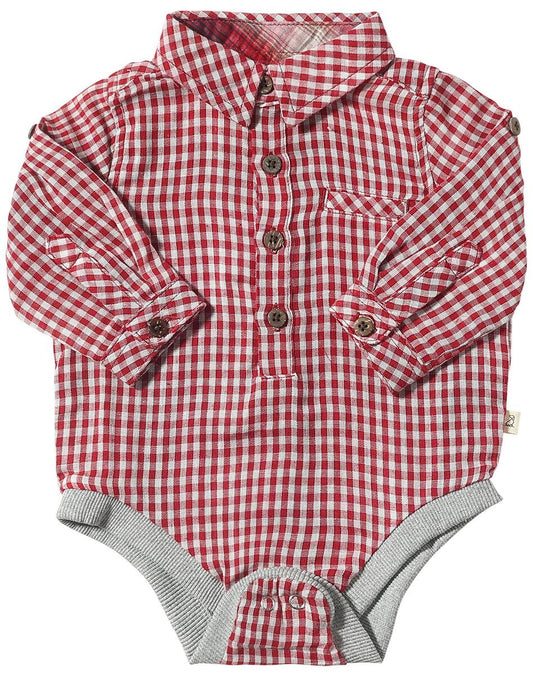 me and henry, red and white, plaid, long sleeve, onesie, dress shirt, bodysuit, christmas, winter