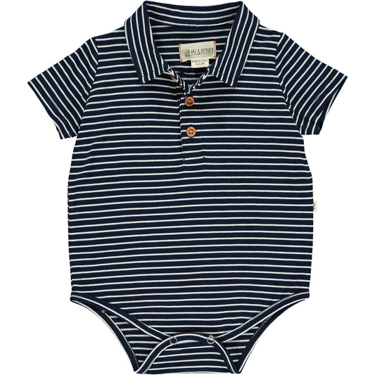 me and Henry jetty navy striped polo jersey onesie, navy, white, short sleeve, onesie, little boy, baby, toddler