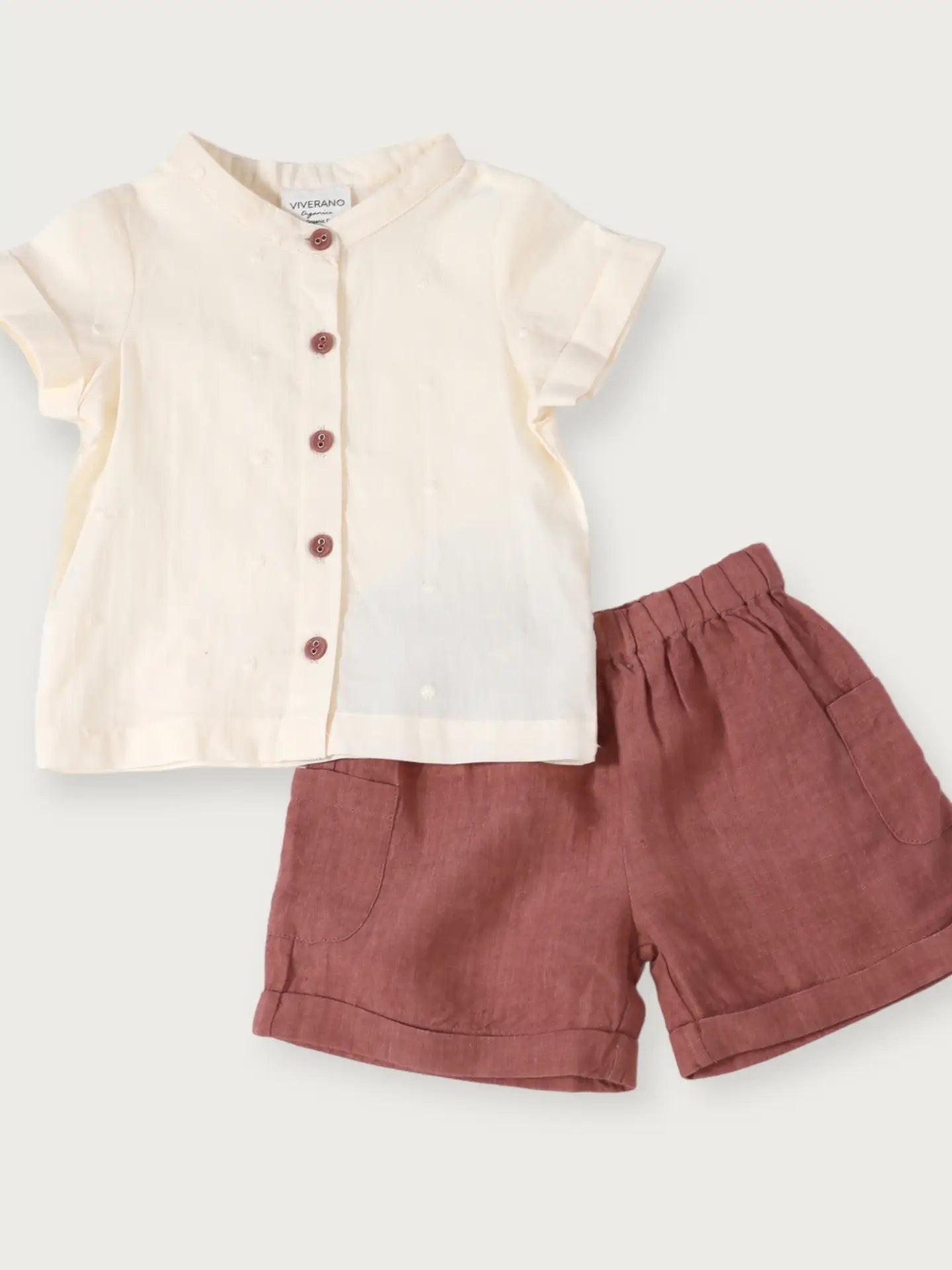 Viverano Laurence mandarin collar shirt and shorts set