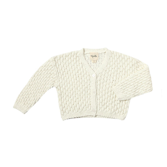 vignette, ivory, cardigan, v neck, lace design, girls, fall, layering, sweater