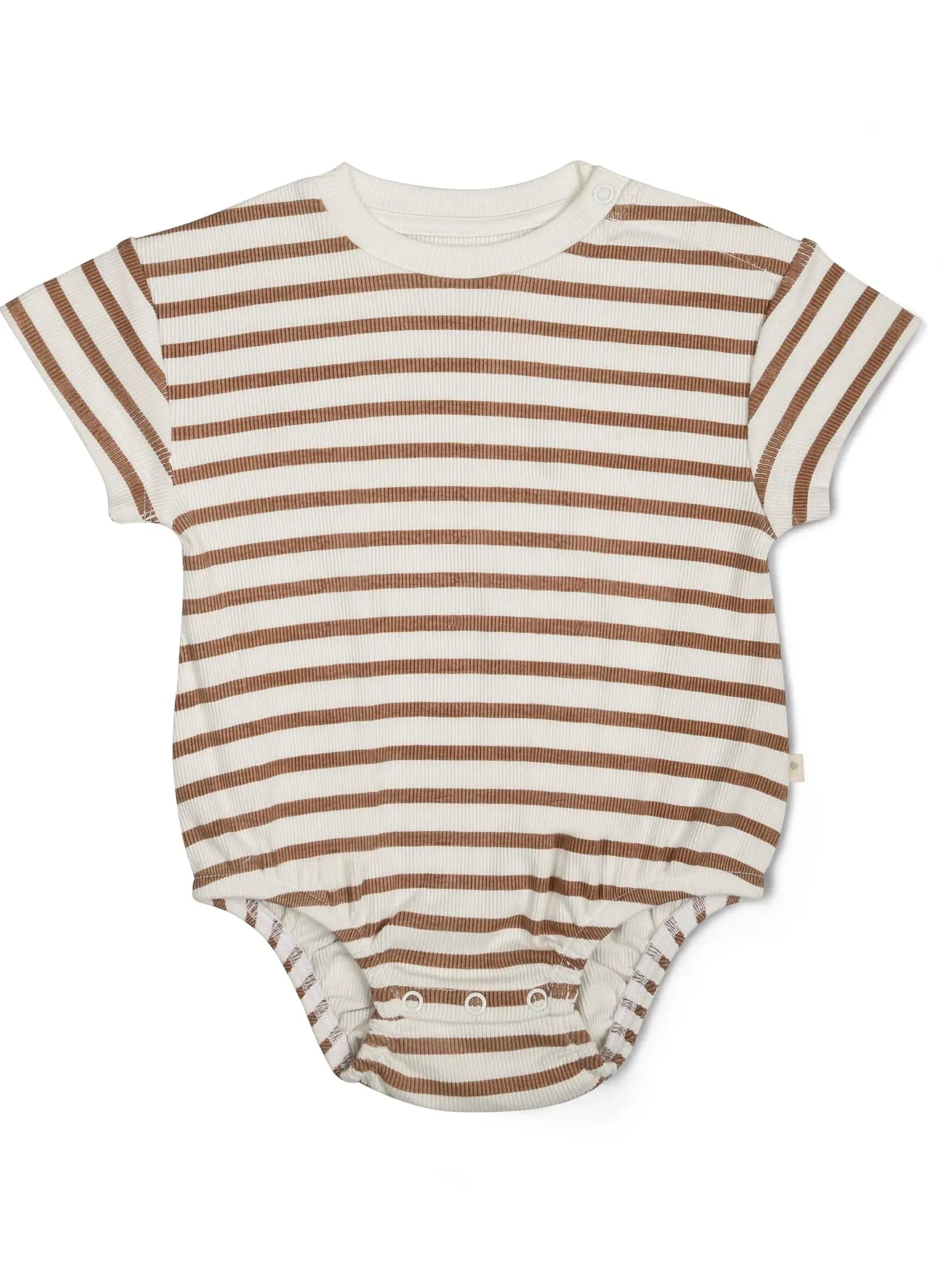 Organic bubble romper brown stripes t-shirt romper 