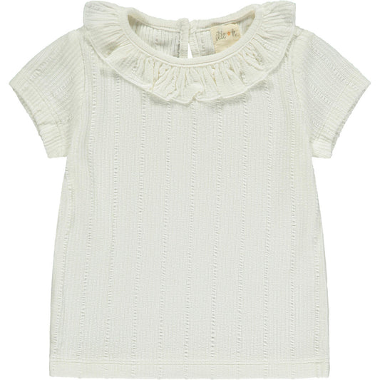 ettie and hi Sophia shirt white cotton short sleeve t-shirt, little girl, baby girl, ruffles, dressy, loose, cotton
