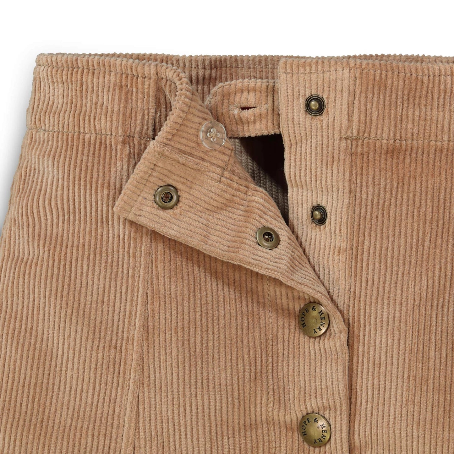 Hope and Henry A-Line Snap Front Skirt – Medium Brown Corduroy