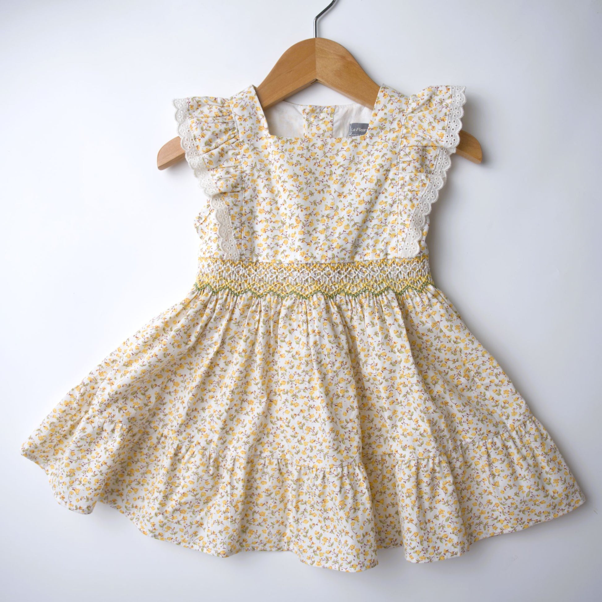 smocked yellow floral dress summer dress easter dress