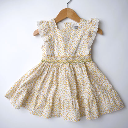 smocked yellow floral dress summer dress easter dress
