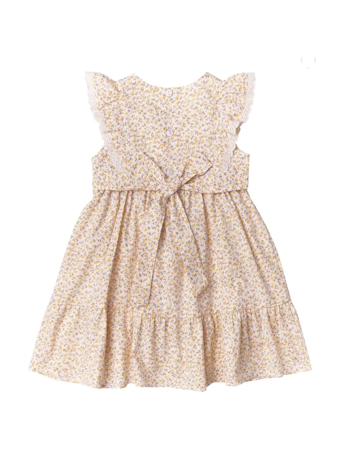 Smocked Bebe Floral Smocked Angel Sleeve Dress