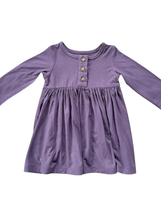 Purple dress with long sleeves on a white background