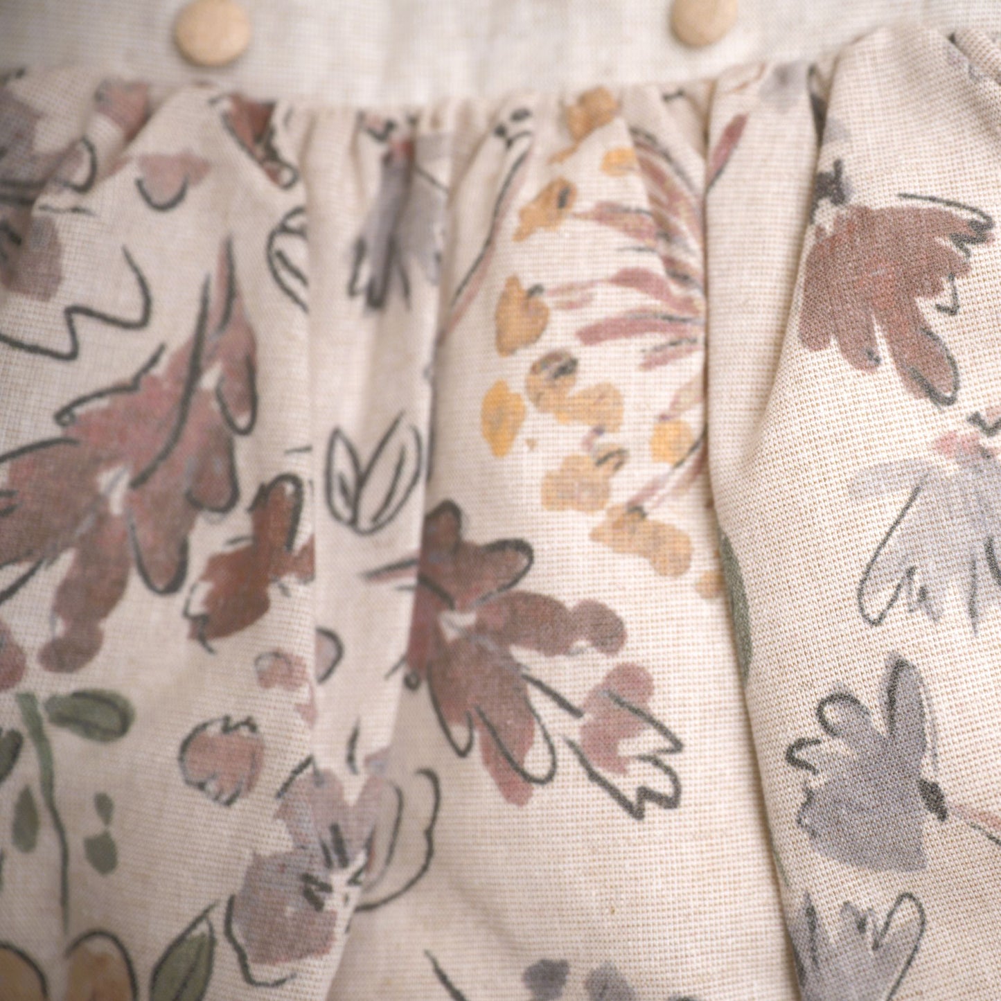 girls natural balloon linen dress fall dress floral brown dress