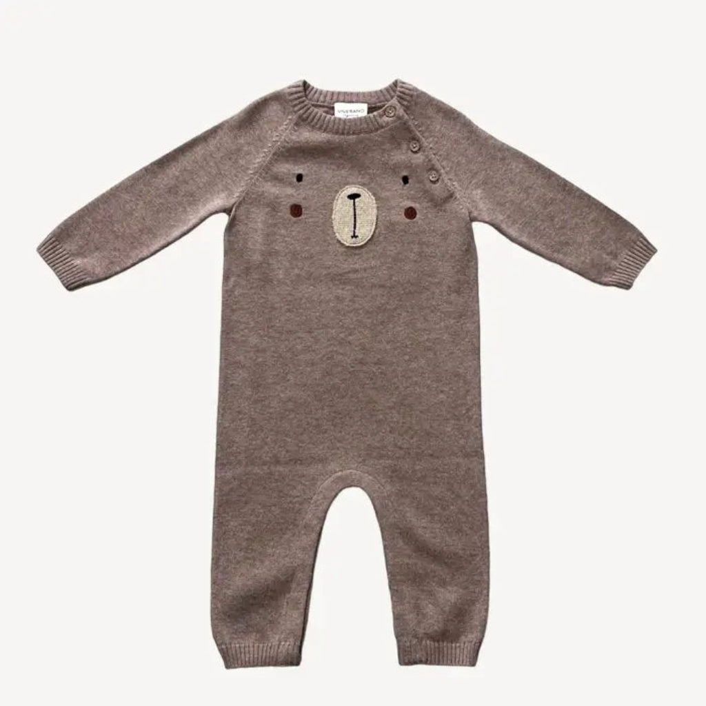 viverano, sweater knit jumpsuit, romper, baby boy, bear 