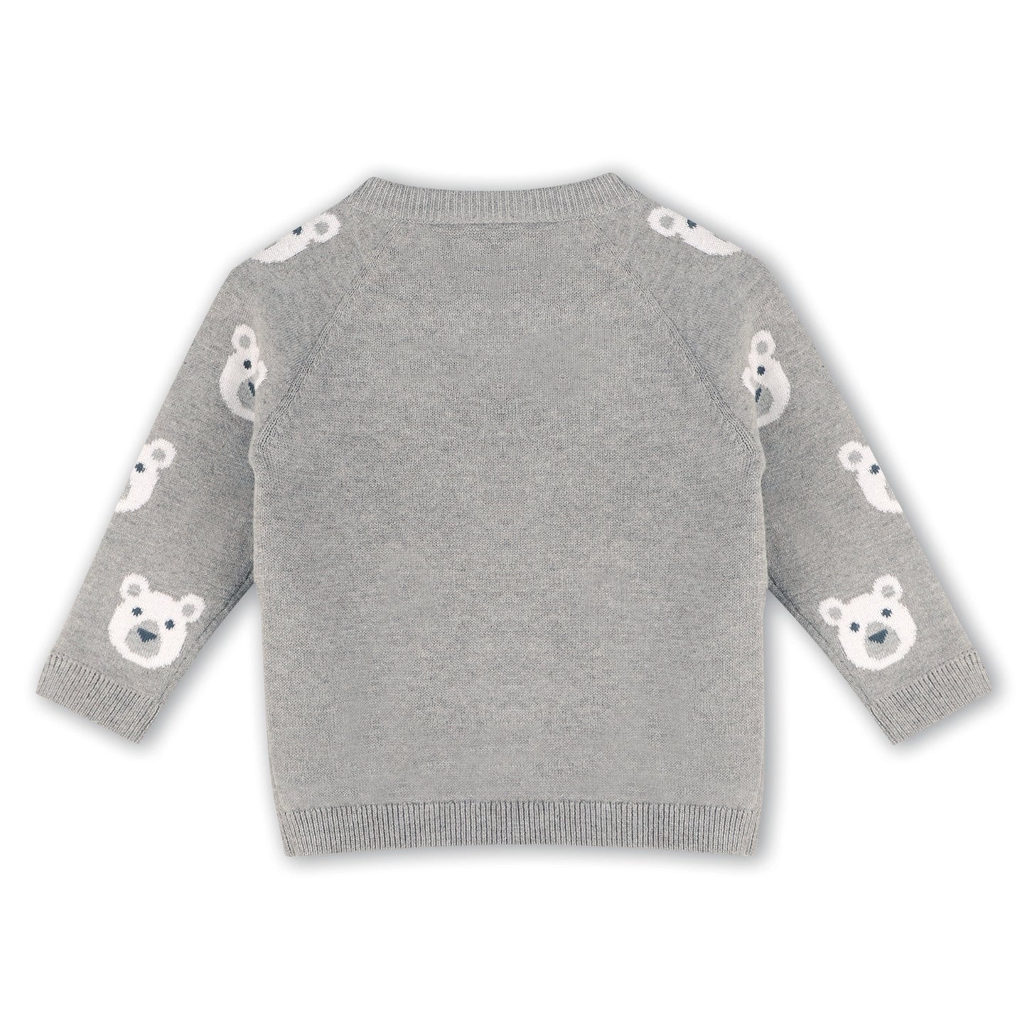 Viverano Organics Bear Jacquard Knit Baby Raglan Pullover Sweater (Organic) - Heather Grey